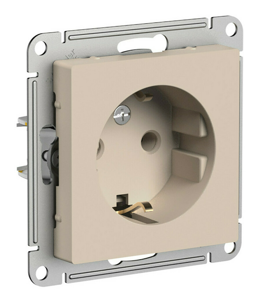 Розетка с/з, 16А, механизм Systeme Electric AtlasDesign Песочный ATN001243