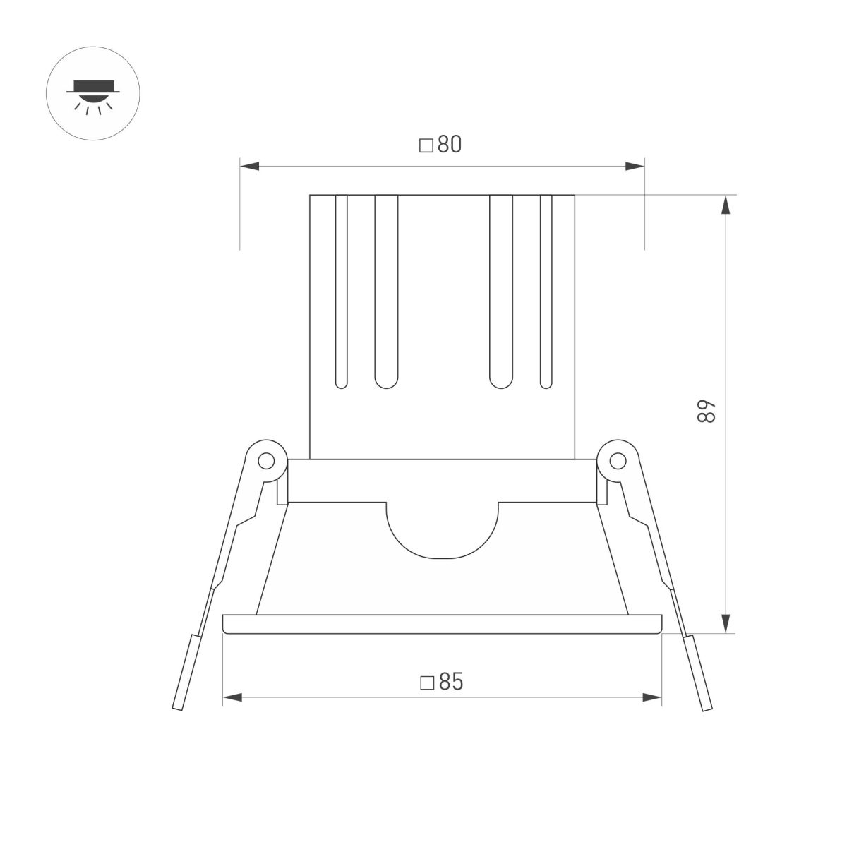 Карданный светильник Arlight MS-FLOW-BUILT-S85x85-6W Warm3000 (WH, 55 deg, 230V) (IP20 Металл) 060941