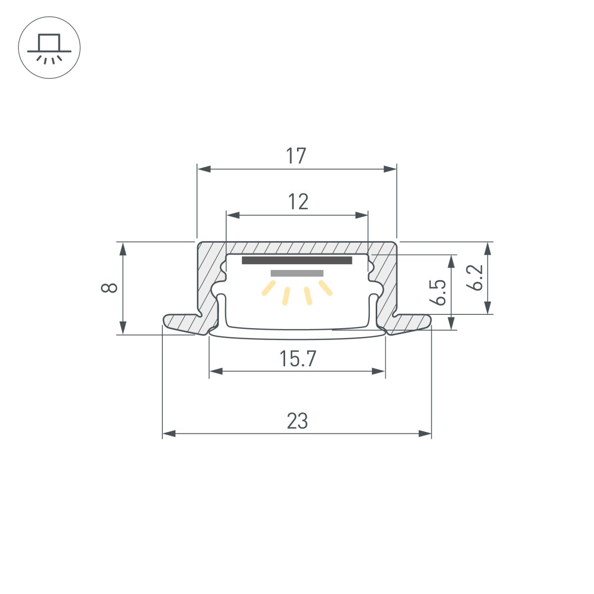 Профиль Arlight LINE-2308-F-2000 ANOD BROWN DEEP (Алюминий) 065811