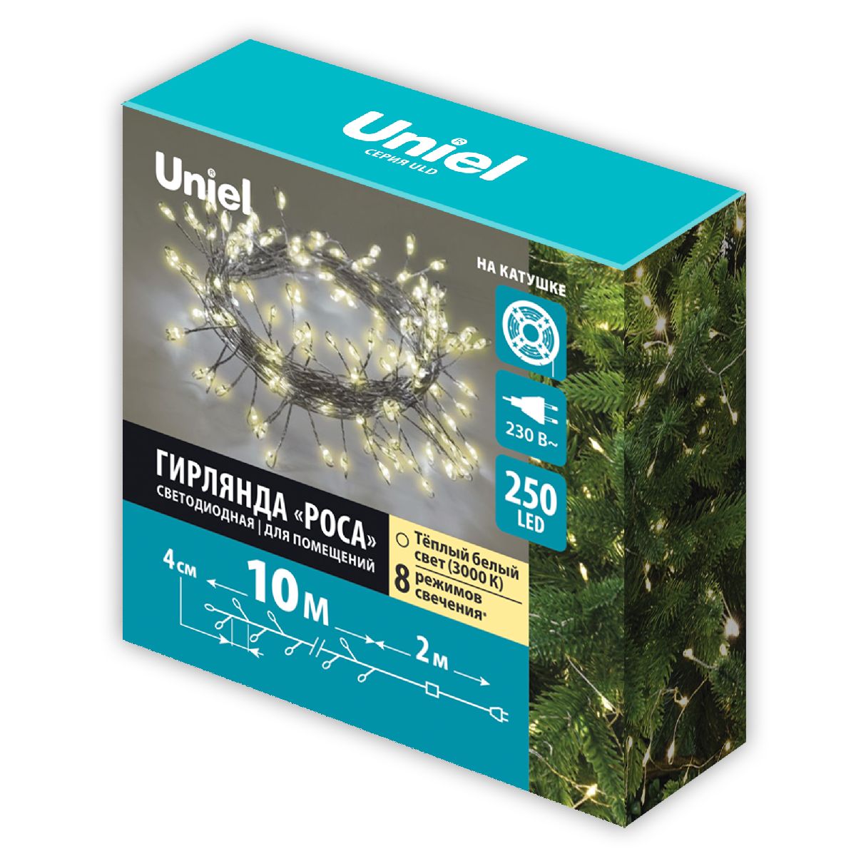 Гирлянда Роса Uniel ULD-S1000-250/DTA WARM WHITE IP20 DEWDROP UL-00012124