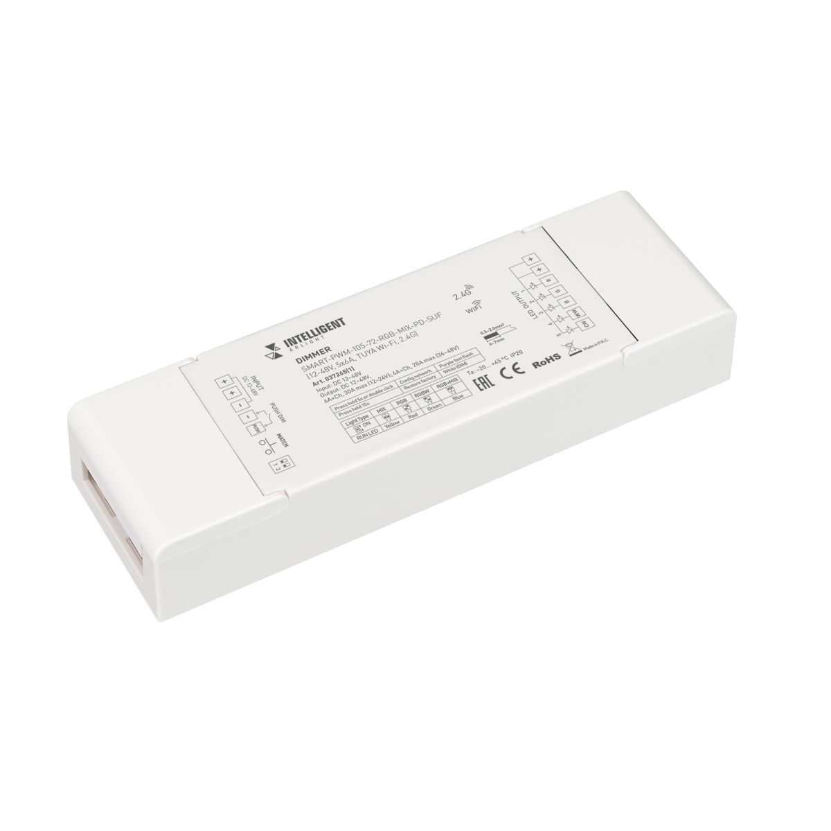 Диммер Arlight SMART-PWM-105-72-RGB-MIX-PD-SUF (12-48V, 5x6A, TUYA Wi-Fi, 2.4G) (IARL, IP20 Пластик) 037265(1)