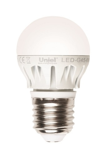 Лампа светодиодная (08139) Uniel E27 6W 4500K матовая LED-G45-6W/NW/E27/FR ALM01WH