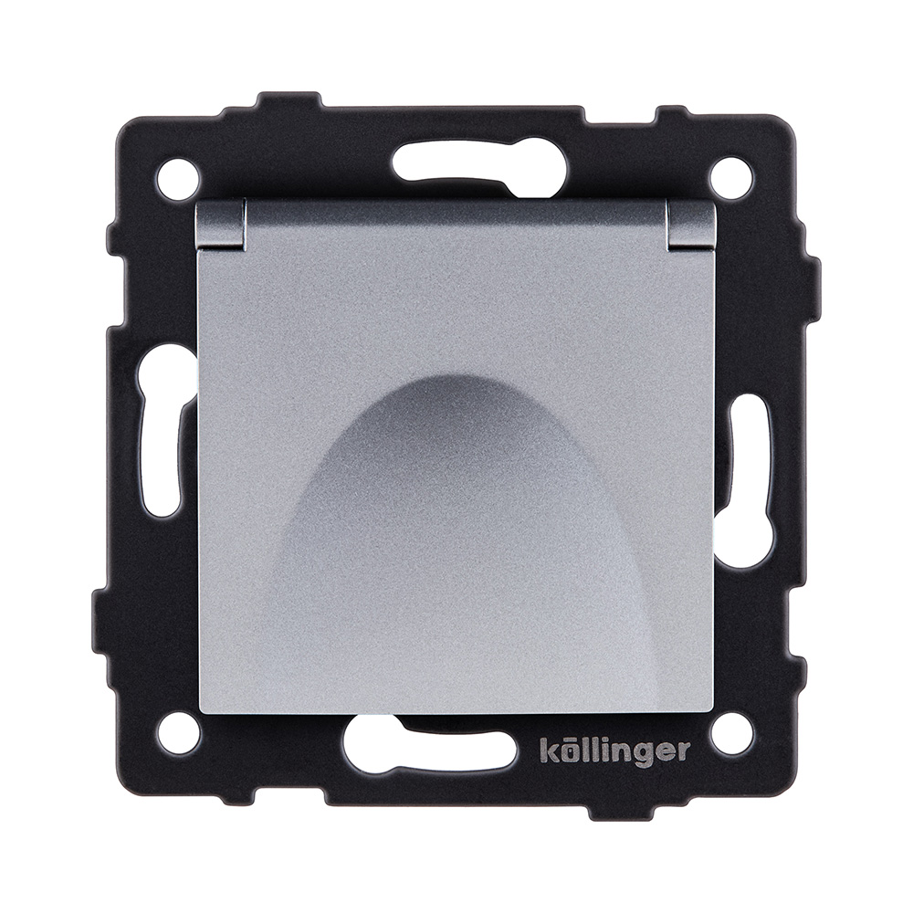 Розетка штепсельная SCHUKO 16A/250 В с крышкой, серый Kollinger REA-006GY для Aspekt, Eleganz, Reflex