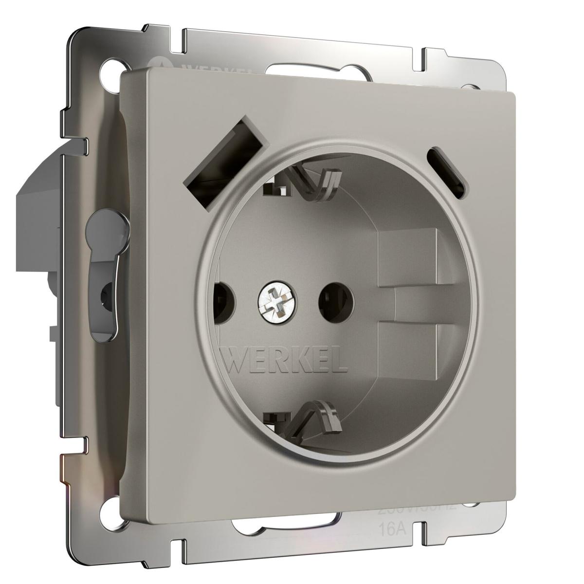 Розетка с/з шторками и USB тип A+C Werkel W1271704 4690389211997 a069465