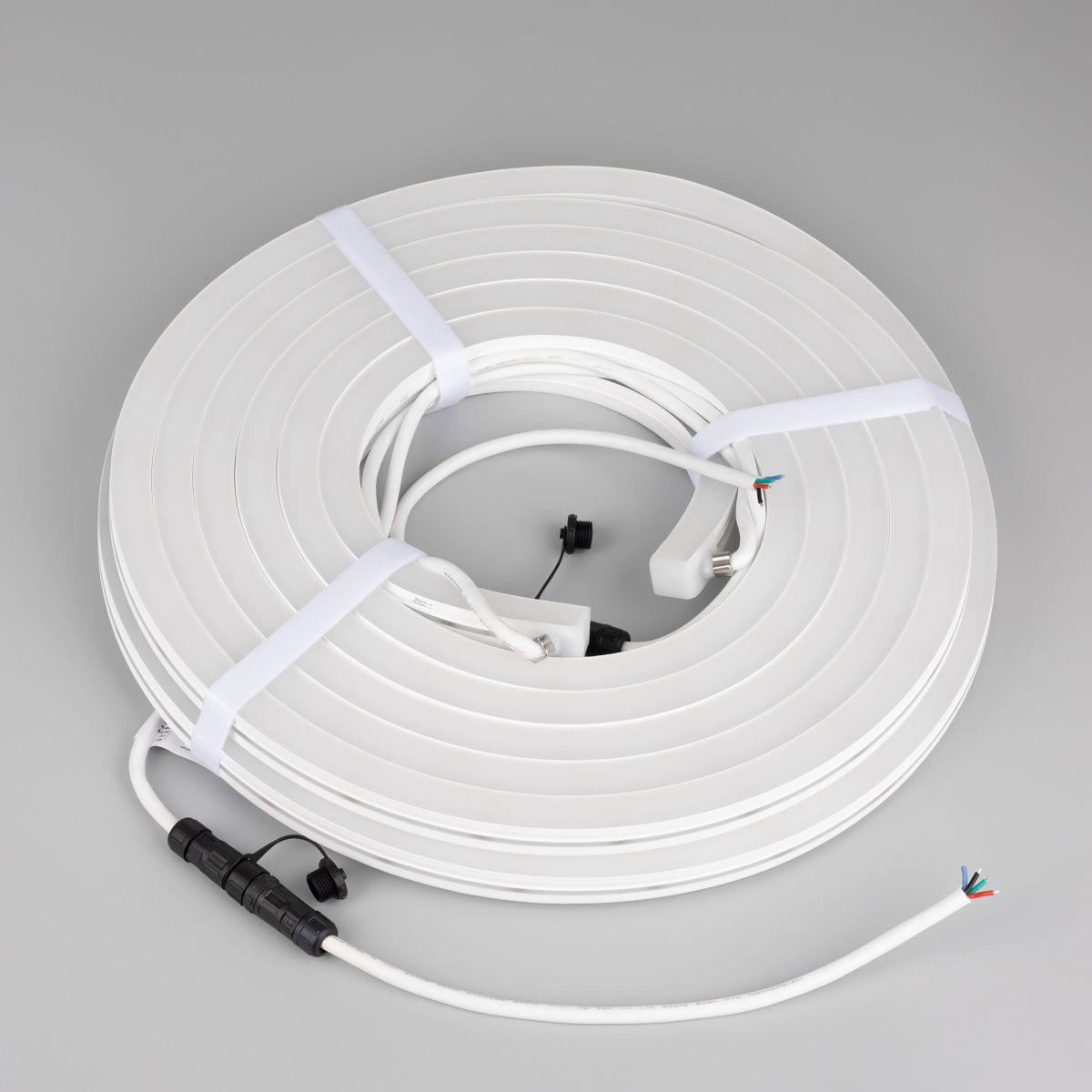 Светодиодная лента герметичная Arlight MOONLIGHT-PRO-SIDE-X360-16x16mm 24V RGB (12 W/m, IP67, 10m, wire x2) (Вывод боковой) 054958