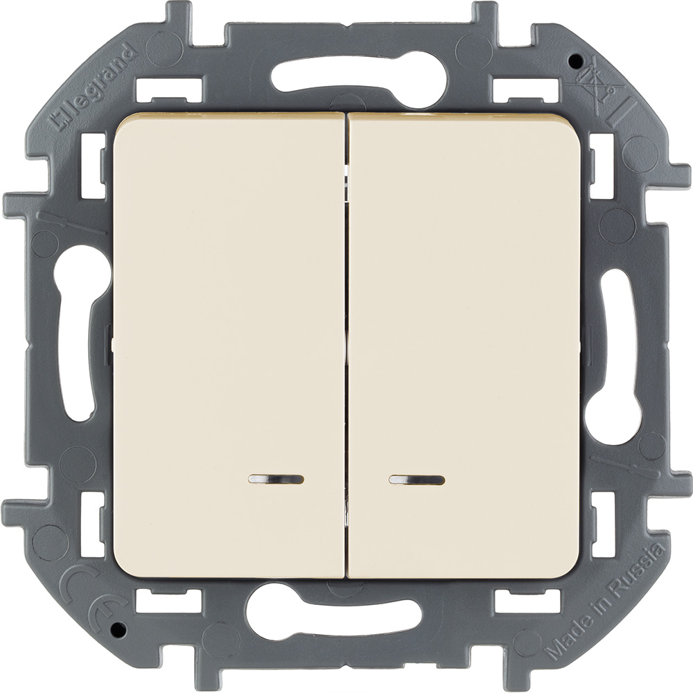 Выключатель двухклавишный с подсветкой/индикацией Legrand Inspiria 673631