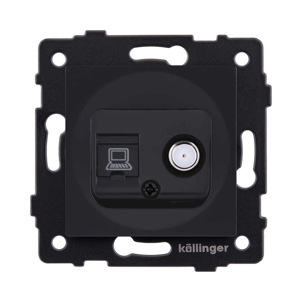 Розетка двойная спутниковая SAT + RJ45 Cat.6, черный матовый Kollinger REA-014BM для Aspekt, Eleganz, Reflex