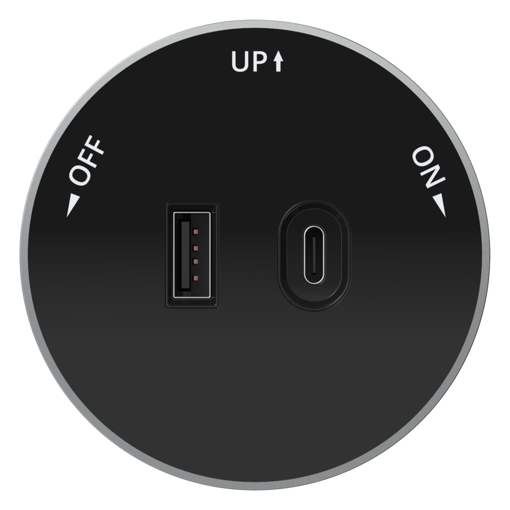 Розетка 2хUSB (тип А+С) 18Вт, 5В/3А Systeme Electric MultiTrack Антрацит MTK13003B