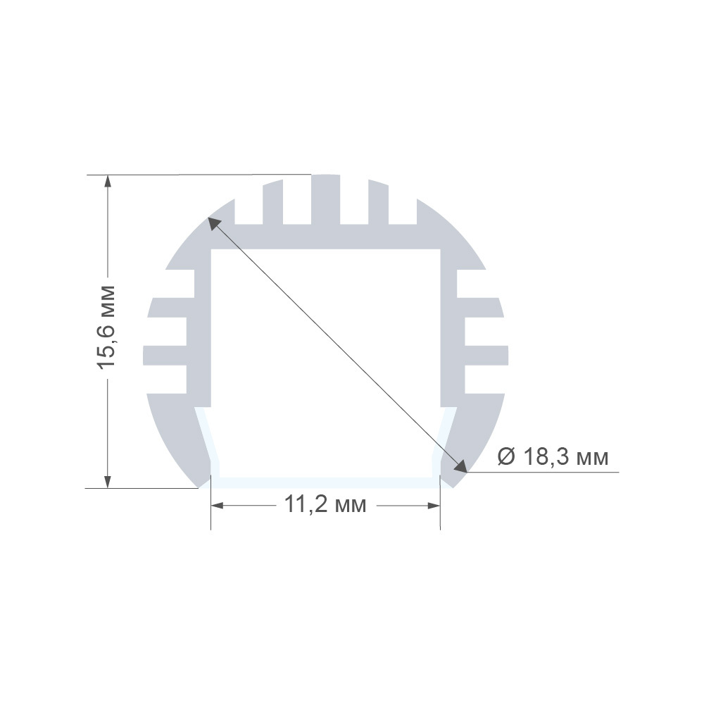 Профиль круглый универсальный Apeyron ширина ленты до 10мм (рассеиватель, заглушки - 2шт) 08-17