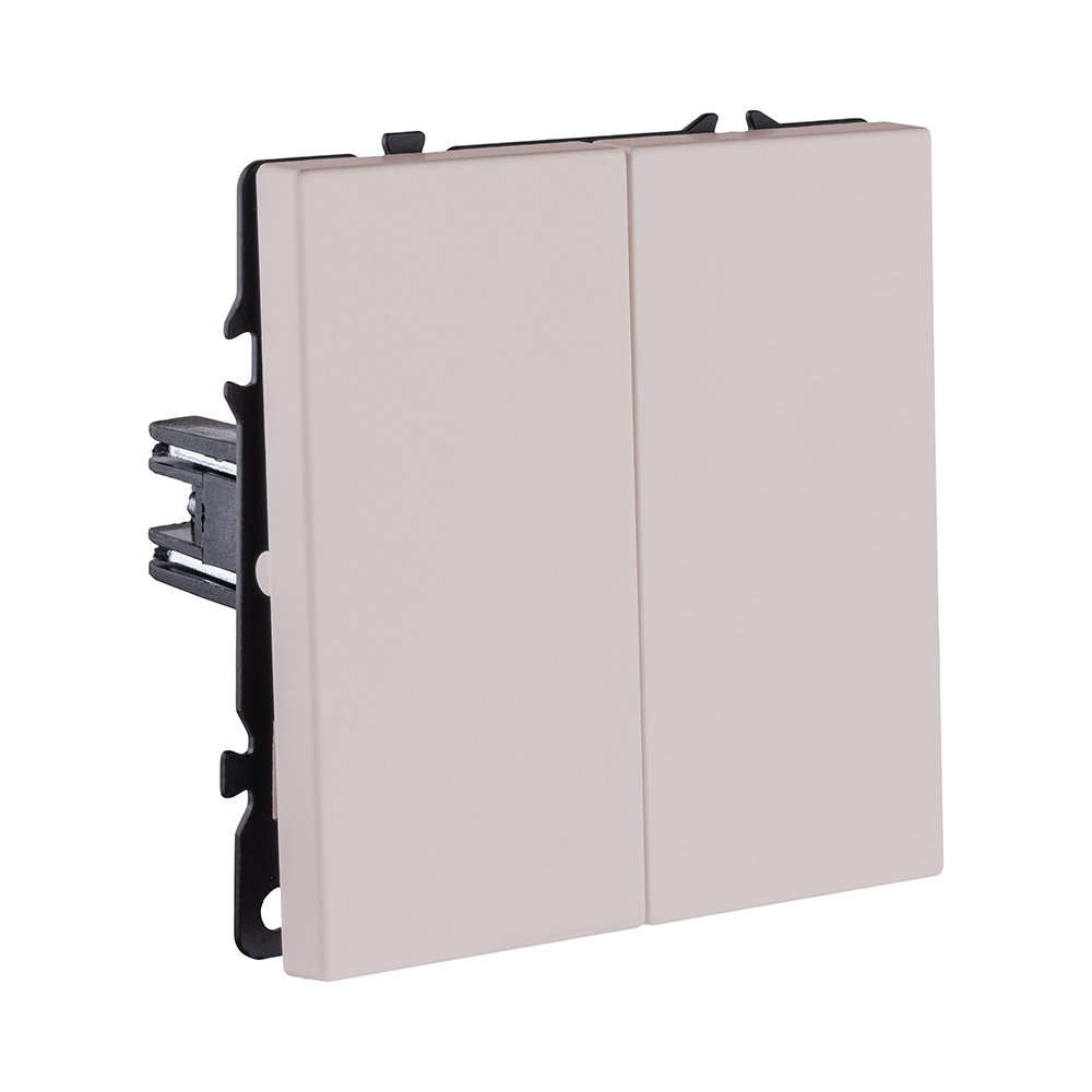 Выключатель кнопочный 2-клавишный 10А/250В, кашемир матовый Kollinger Eclipse EC-025CM