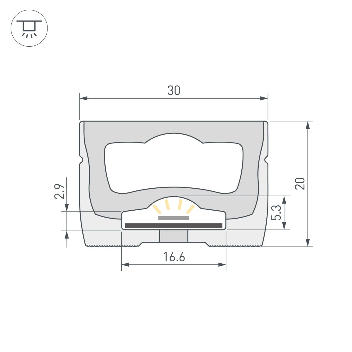 Силиконовый профиль Arlight WPH-FLEX-3020-TOP-S16-20m WHITE (Силикон) 062840
