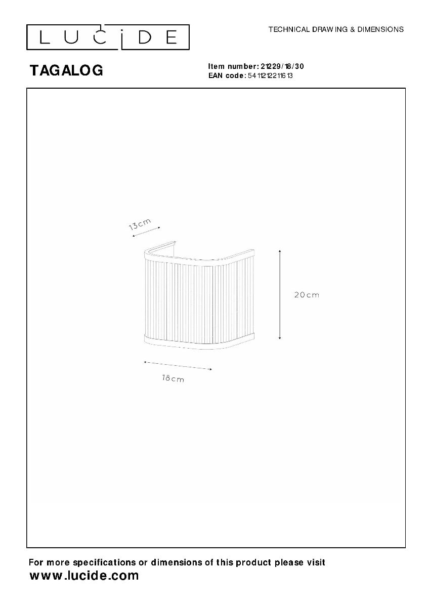 Настенный светильник Lucide Tagalog 21229/18/30