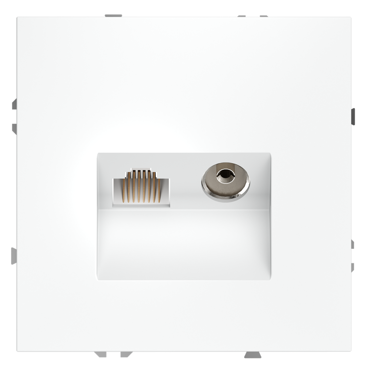 Розетка телевизионная встраиваемая Voltum S70 TV+RJ45 кат. 6, (белый матовый) VLS060702