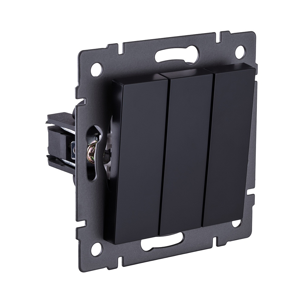 Выключатель 3-клавишный 10А/250В, черный Kollinger REA-S-012BK для Aspekt, Eleganz, Reflex