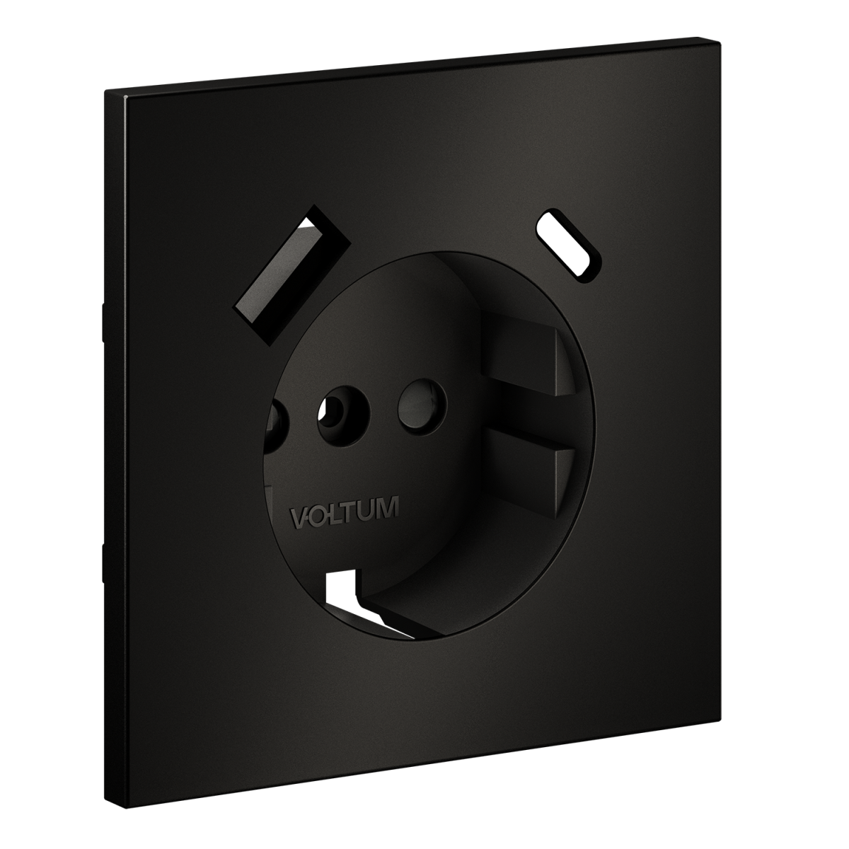 Накладка для розетки с заземлением и защитными шторками с USB A+C S70 Metal (антрацит) Voltum VLSM001012