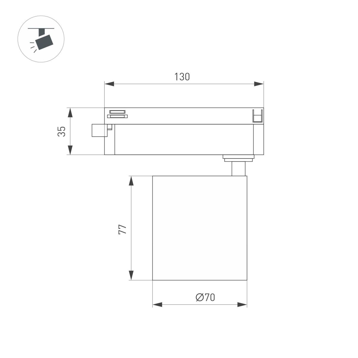 Трековый однофазный светильник Arlight LGD-DYKE-2TR-R75-16W Warm3000 (WH, 38 deg, 230V) 052264