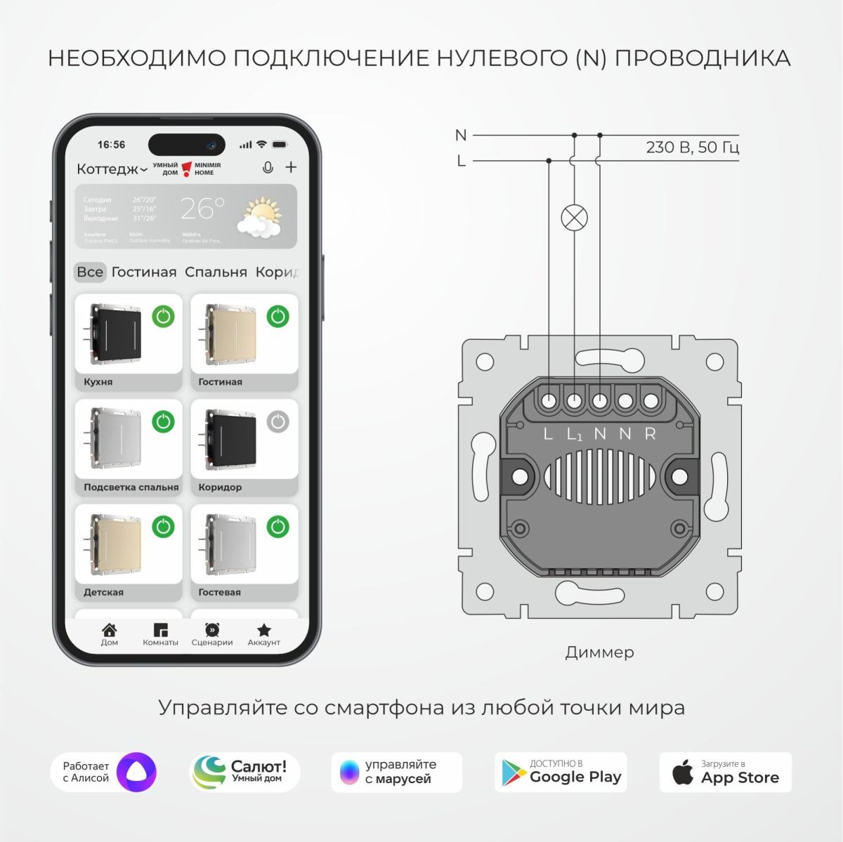 Умный сенсорный диммер Werkel W3443141 4690389213830 a069766