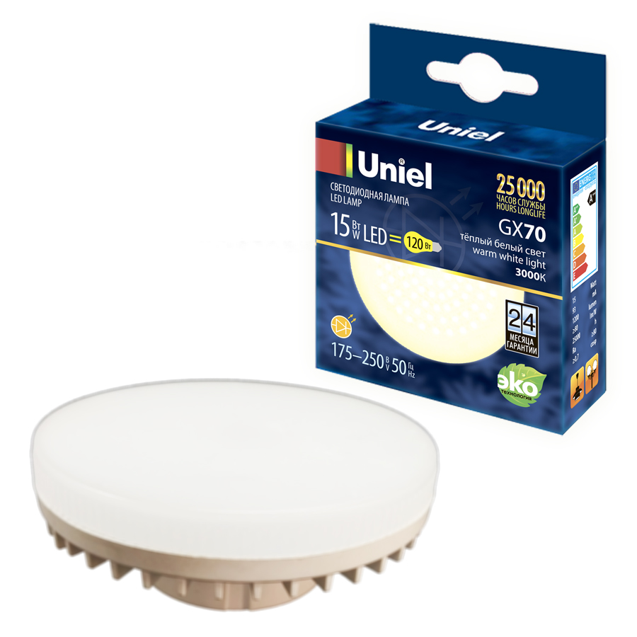 Лампа светодиодная Uniel LED-GX70-15W/3000K/GX70/FR PLZ01WH UL-00006782