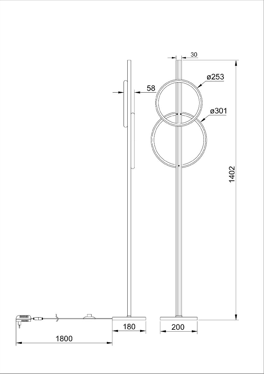 Торшер Arte Lamp Fluido A3913PN-24BK