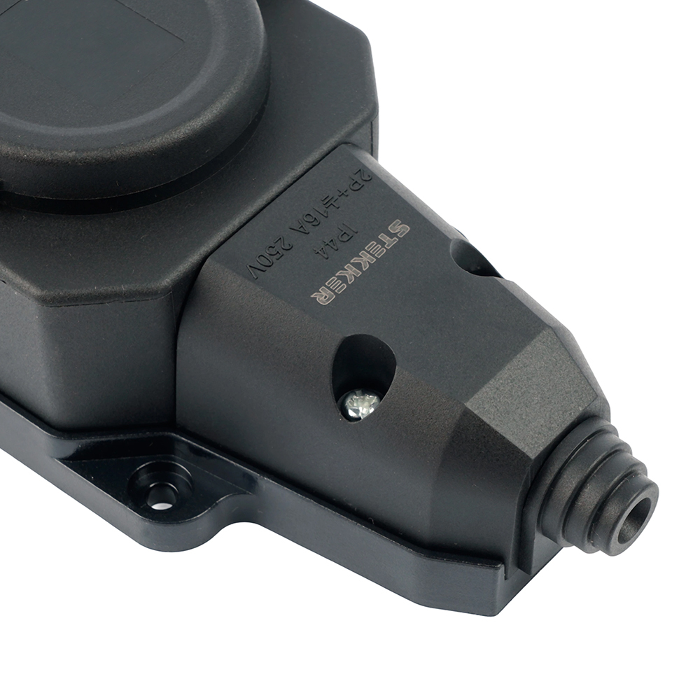 Розетка переносная 2-местная c/з Stekker RST16-2-44 250В 16А IP44 черный 50805
