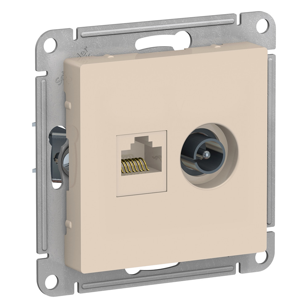 Розетка компьютерная двойная RJ45+TV Systeme Electric AtlasDesign Беж ATN000289
