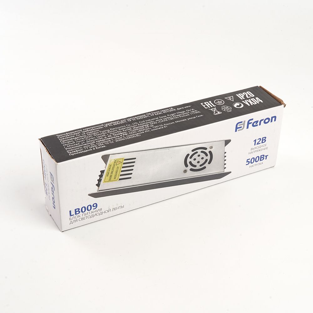 Трансформатор для светодиодной ленты Feron LB009 500Вт 12В IP20 48009
