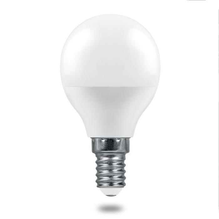 Лампа светодиодная Feron E14 7,5W 2700K шар матовый LB-1407 38071