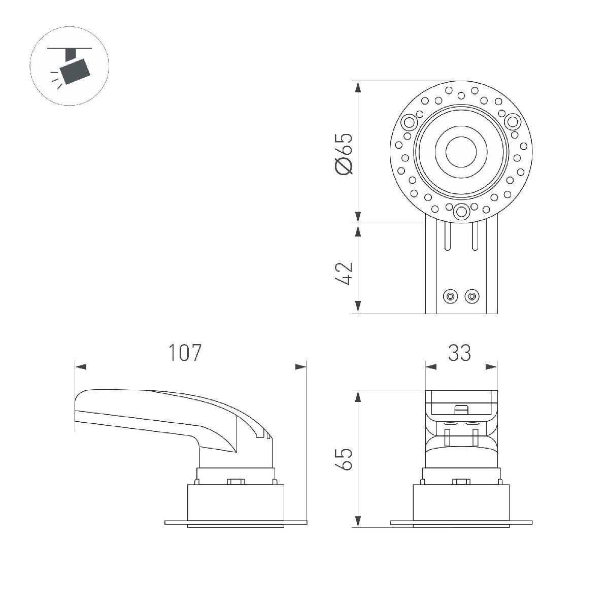 Встраиваемый светильник Arlight MS-RIALTO-TRIMLESS-R40-9W Warm3000 047775