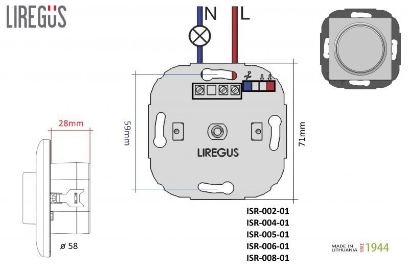 Светорегулятор светодиодный поворотный нажимной 200 Вт Liregus Epsilon 28-0643