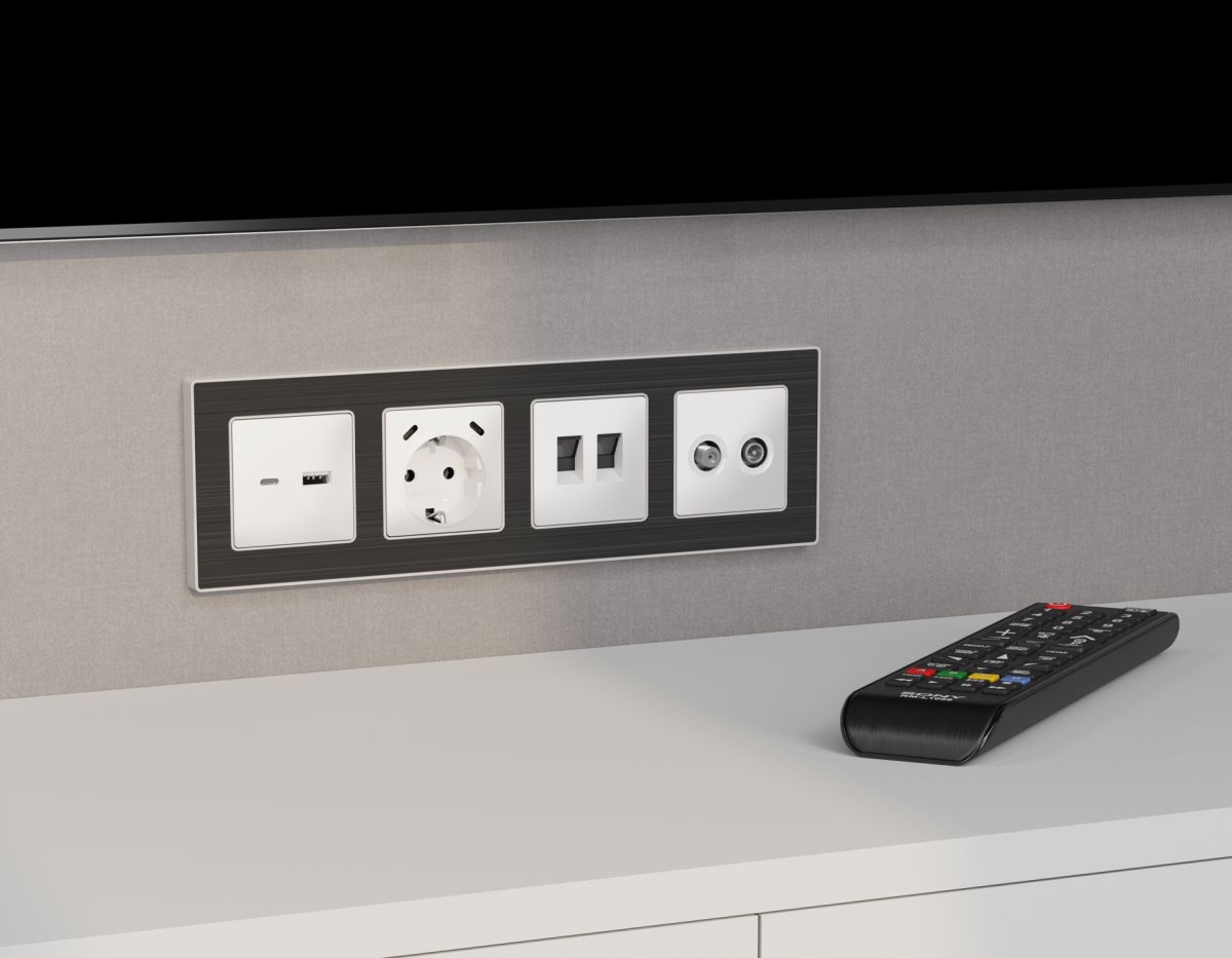 Лицевая панель Alfa (Белый матовый) для компьютерной/телефонной двойной розетки RJ-45/RJ-11 Quant Ambrella Volt AP1321