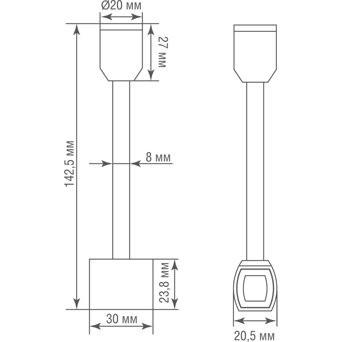 Токопроводящий прямой соединитель Donolux Code 1.2 Connector 180 H135 BBr DL20224