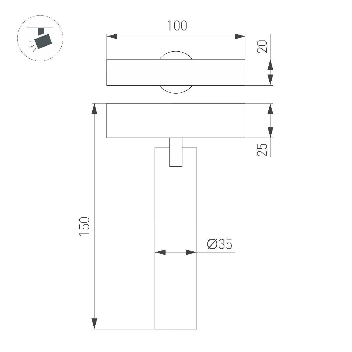 Трековый магнитный светильник Arlight MAG-SPOT-25-R120-12W Warm3000 050078