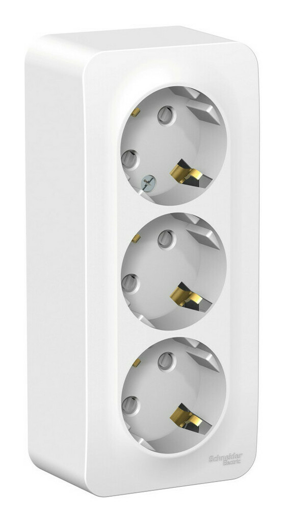Розетка 3-ая с/з со шторками 16А, 250В, изолир. Пластина Systeme Electric Blanca наруж Бел BLNRA011311