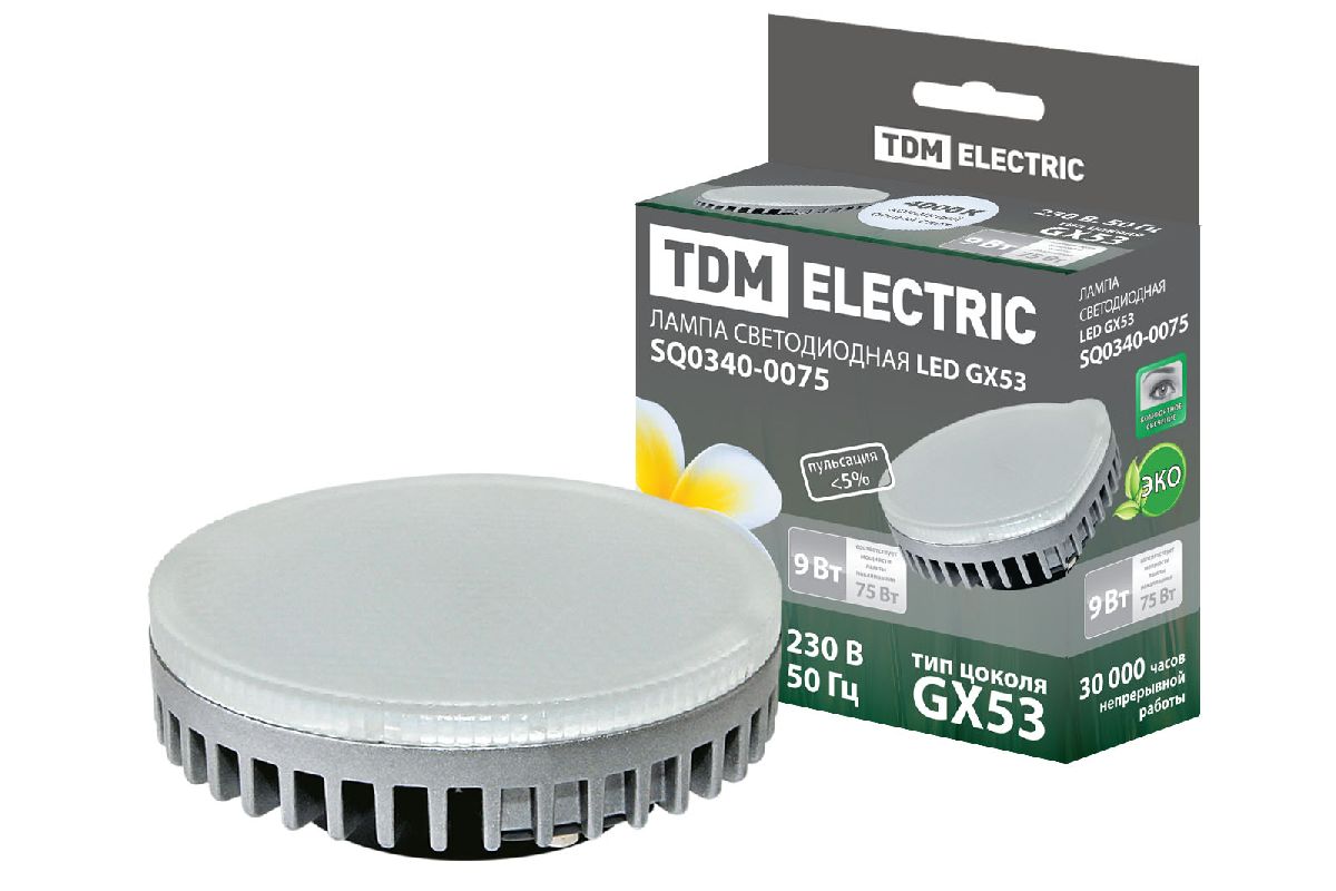 Лампа светодиодная TDM Electric GX53 9W 4000K прозрачная SQ0340-0075