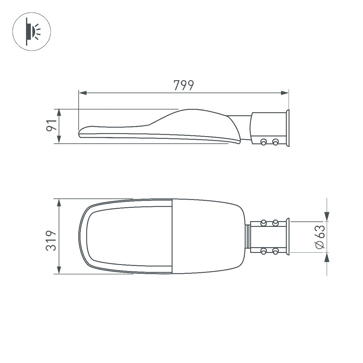 Уличный консольный светильник Arlight OXOR-TURI-799х319-240W Day4000 (GR, 144x75 deg, 230V) 053877