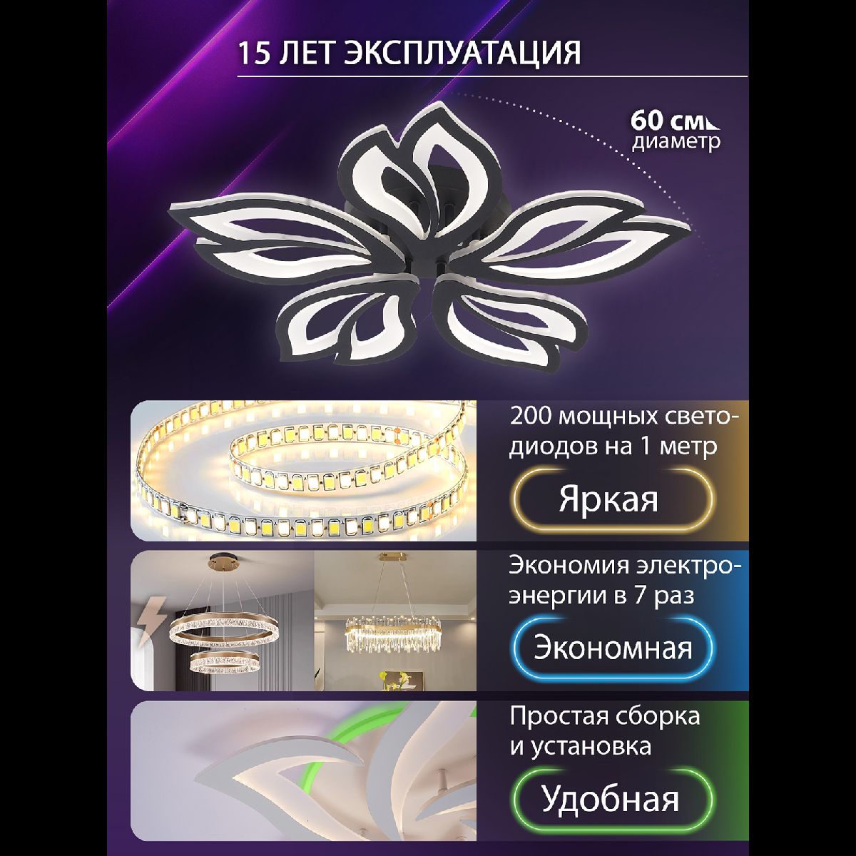 Потолочная люстра Natali Kovaltseva Fortuna LED LAMPS 81107/5C