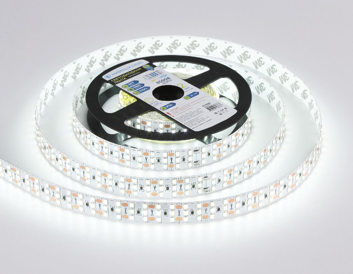 Светодиодная лента трехрядная Ambrella Light LED Strip 24В 2835 26Вт/м 6500K 5м IP20 GS3903