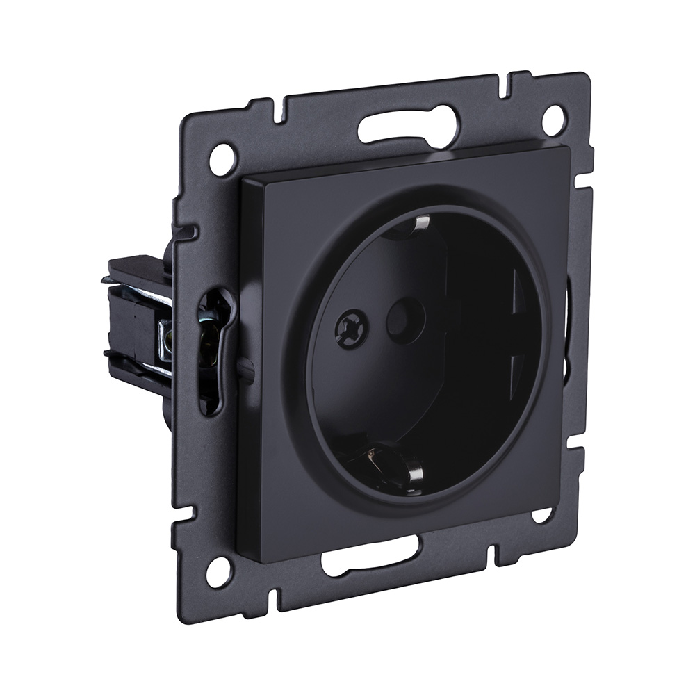 Розетка штепсельная SCHUKO 16A/250 В, черный матовый Kollinger REA-002BM для Aspekt, Eleganz, Reflex