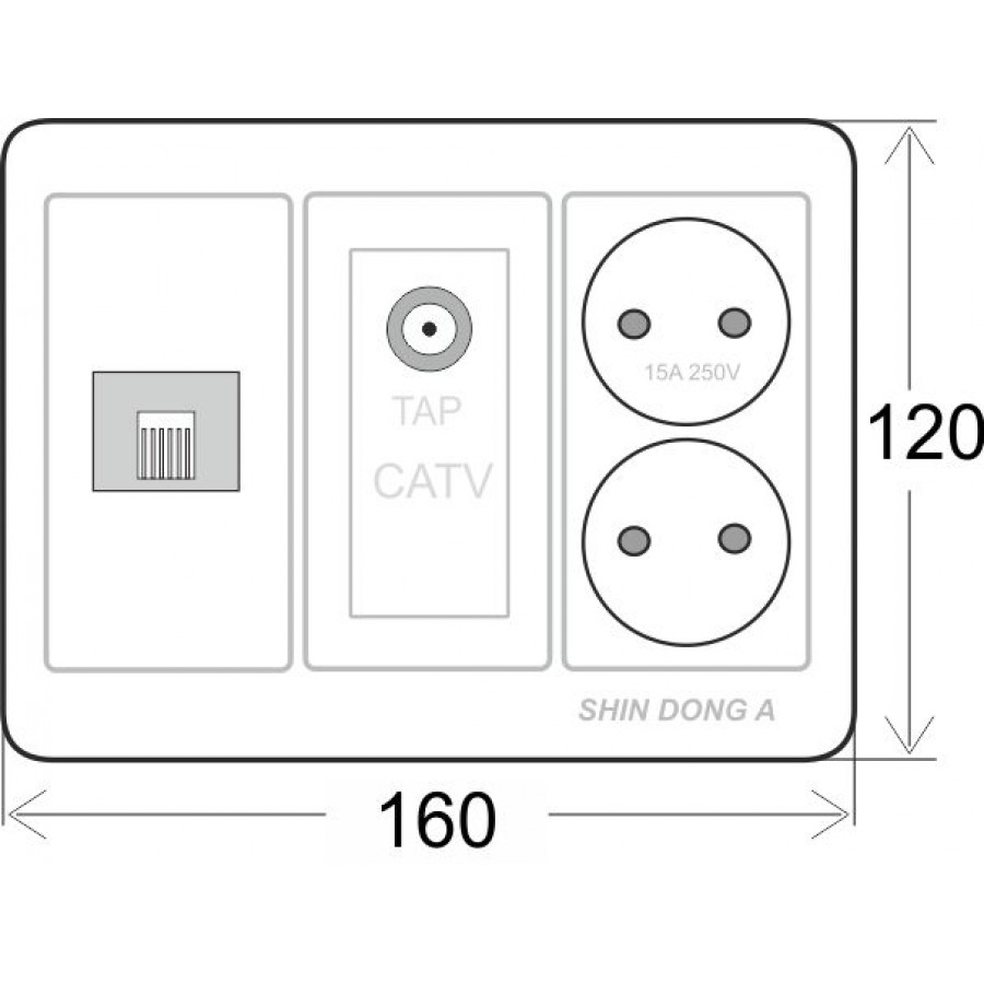 Розетка 2-местная + TF.1+TV SHIN DONG-A WST 6222