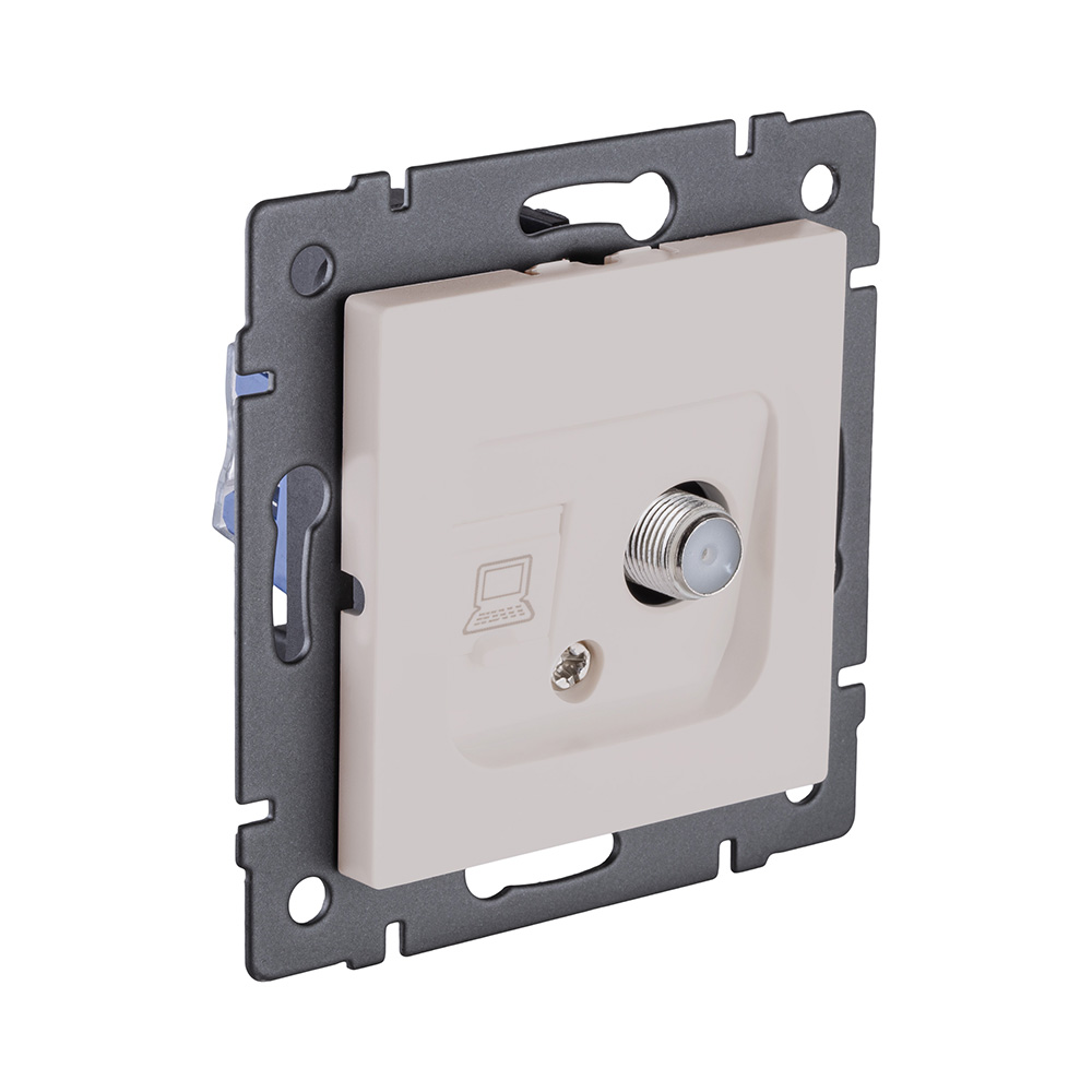 Розетка двойная спутниковая SAT + RJ45 Cat.6, кашемир матовый Kollinger REA-022CM для Aspekt, Eleganz, Reflex