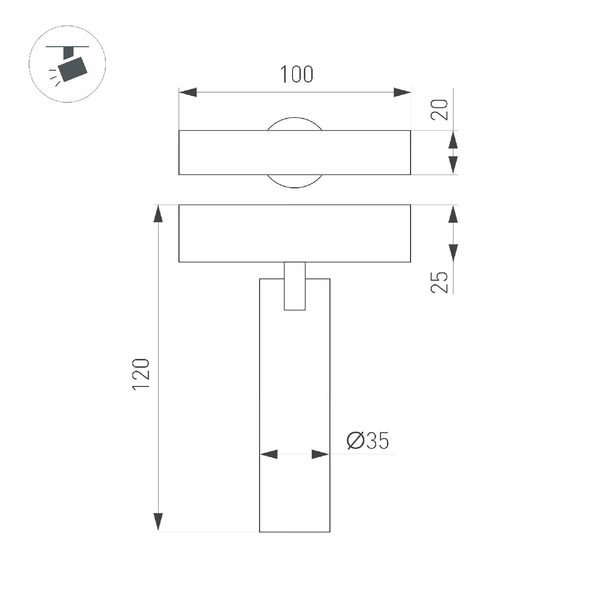 Трековый магнитный светильник Arlight MAG-SPOT-25-R90-9W Warm3000 050045