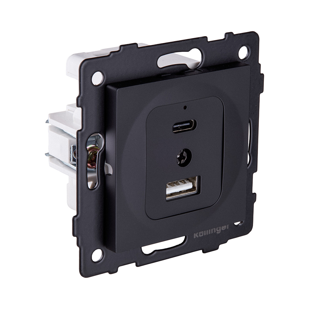 Розетка USB A+C 20W, черный матовый Kollinger REA-037BM для Aspekt, Eleganz, Reflex