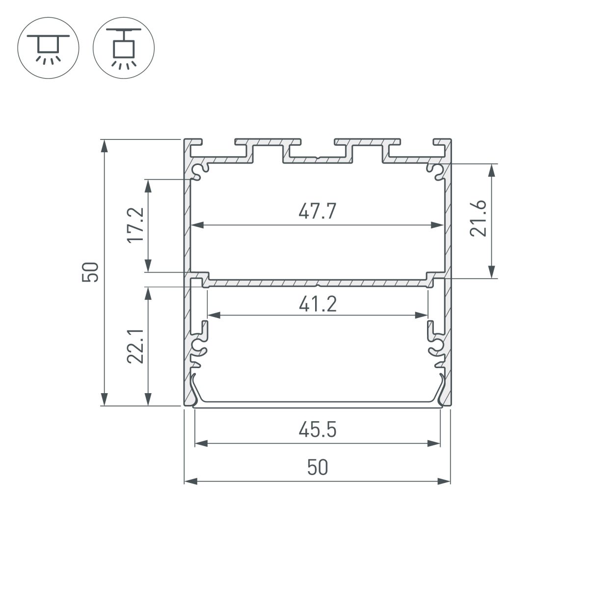 Профиль Arlight LINE-M-5050-2000 WHITE (Алюминий) 062210
