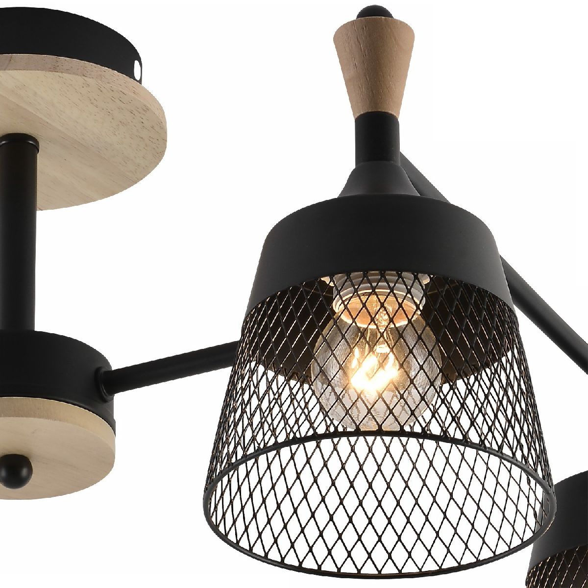 Люстра на штанге Reluce 01492-0.3-04 BK+WOOD УЦ