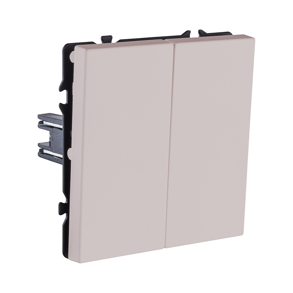 Выключатель 2-клавишный проходной 10А/250В, кашемир матовый Kollinger Eclipse EC-005CM