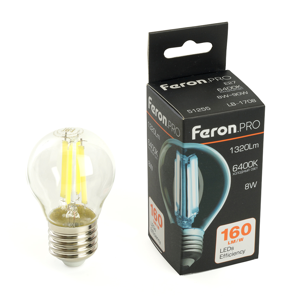 Лампа светодиодная Feron LB-1708 E27 8W 6400K 51255