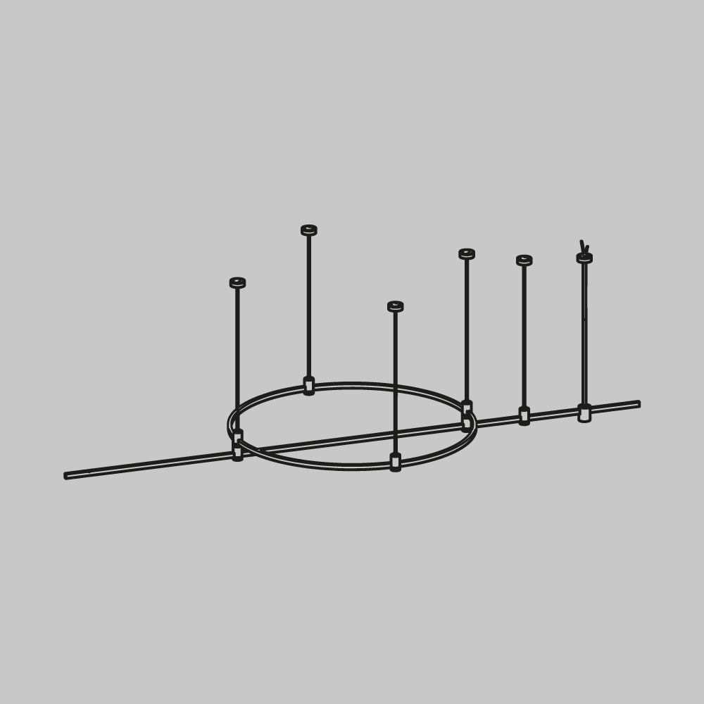 Основание круглое+прямое  на тросовых подвесах Hang для трековых светильников Maytoni Technical Flarity TFC-Flar-H05-BS