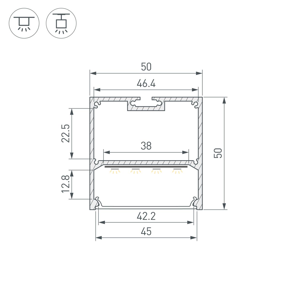 Профиль Arlight SL-LINE-5050-3000 ANOD (BY) (Алюминий) 061754