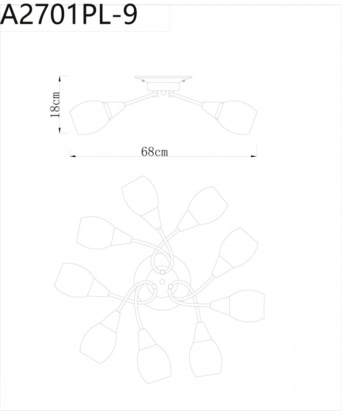 Потолочная люстра ARTE Lamp A2701PL-9WG УЦ