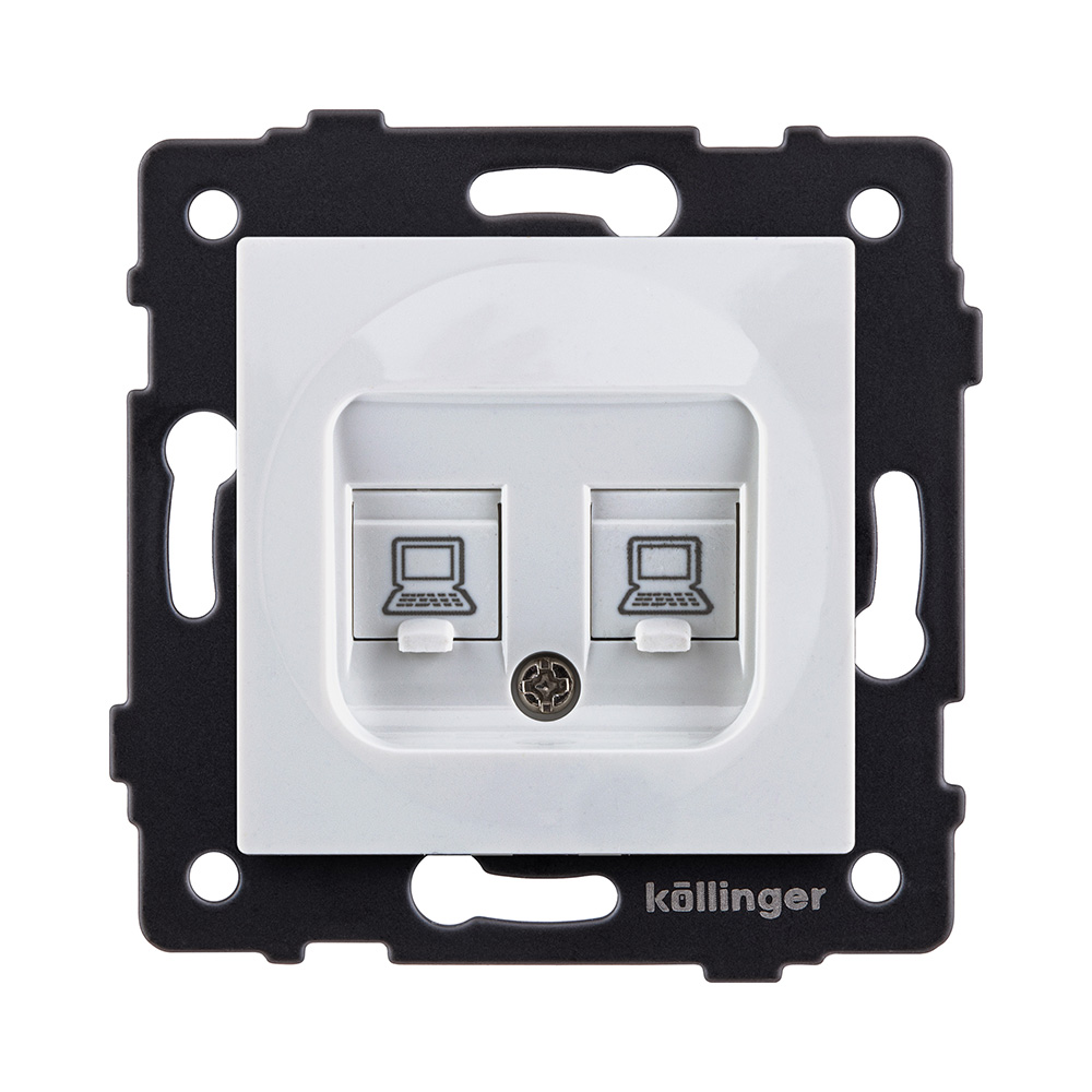 Розетка двойная Ethernet RJ45 Cat.6, белый Kollinger REA-019WH для Aspekt, Eleganz, Reflex